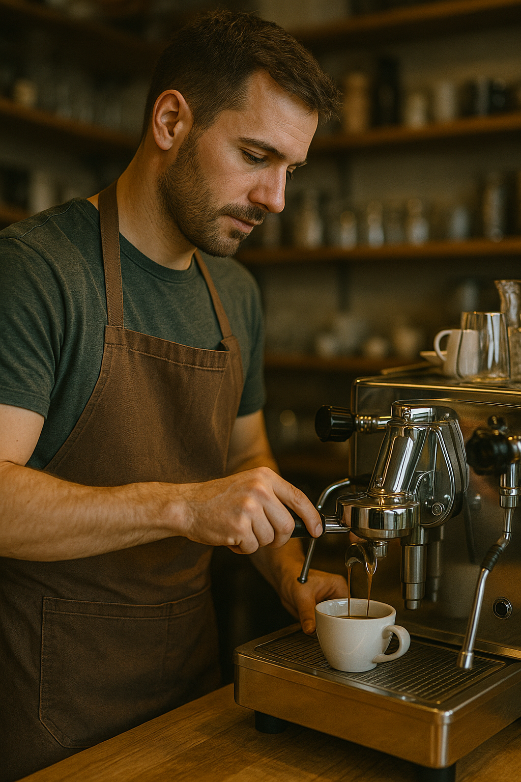 Barista preparing coffee